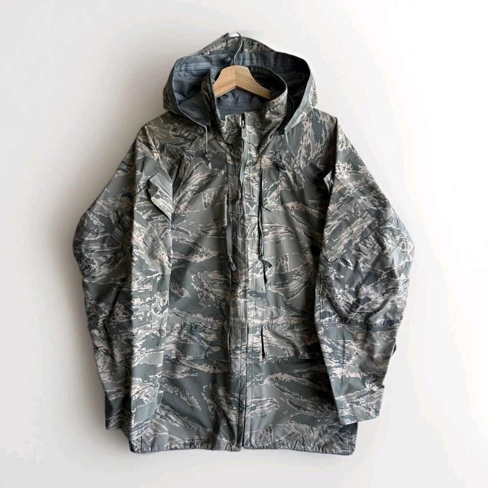 APECS Airforce Tiger Stripe Camouflage Parka Jacket Military Men's Small Regular